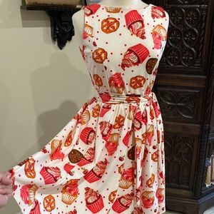 Cupcake Print Sleeveless Dress